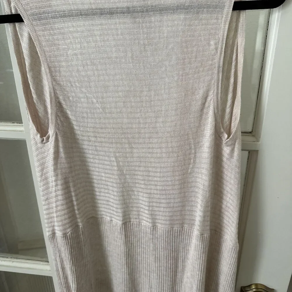 Sleeveless Long Cardigan Vest Duster Women’s Medium Beige Boho Cowboy Coastal